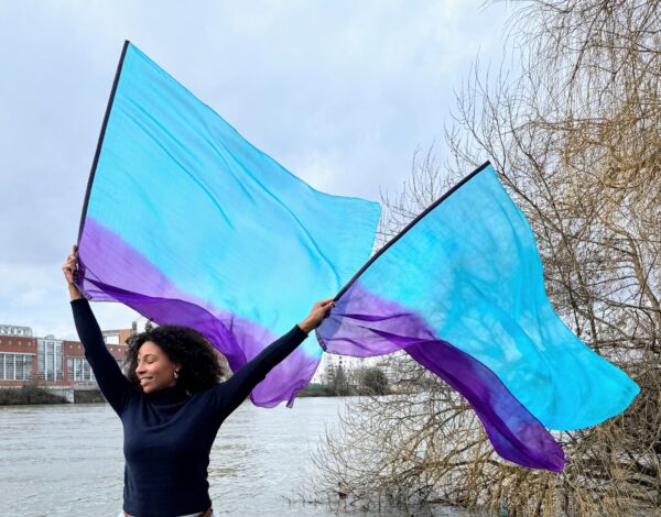 Paire de bannières Horizon ( turquoise, violet )